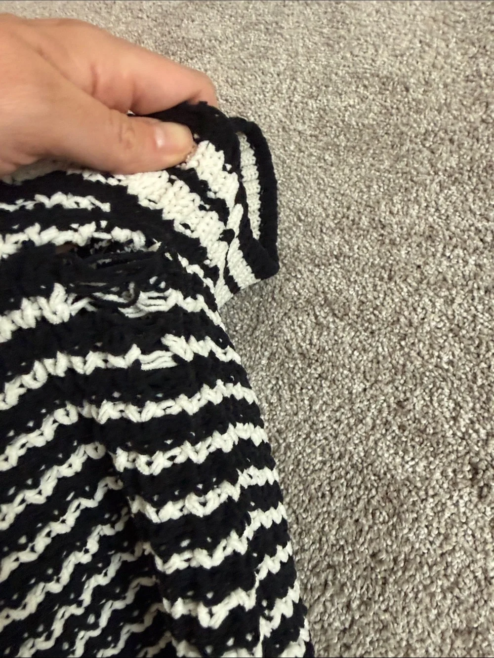 Altar'd State Black & White Striped V-Neck Sweater Vest
